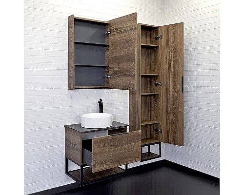 Тумба с раковиной Comforty Порто 60 00-00010676 подвесная Дуб темно-коричневый