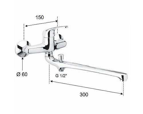 Смеситель для ванны Remer Серия 35 F462 универсальный Хром