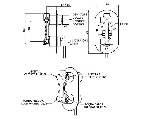 Смеситель для душа Remer X-Style X92 Хром