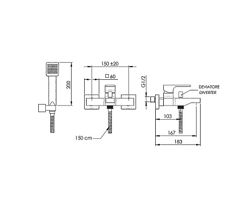 Смеситель для ванны Remer Absolute AU02BO Белый матовый