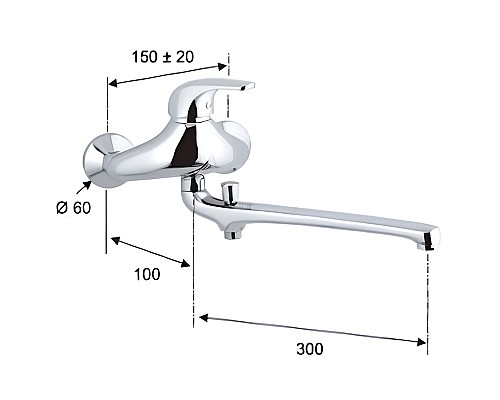 Смеситель для ванны Remer Project P46 универсальный Хром