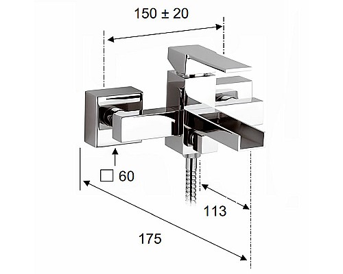 Смеситель для ванны Remer Qubica Cascata QC05 Хром