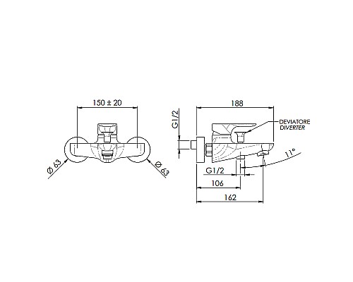 Смеситель для ванны Remer Infinity I05NO Черный матовый