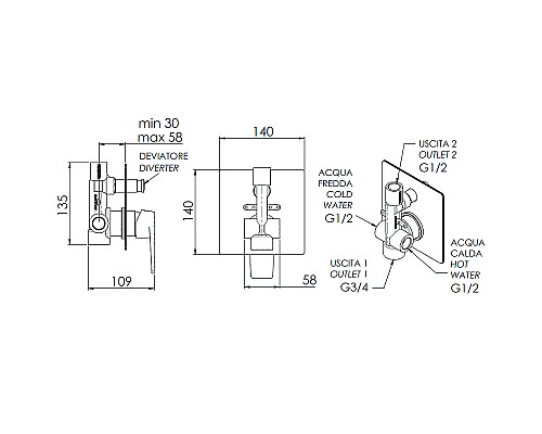 Смеситель для душа Remer Dream D09 Хром