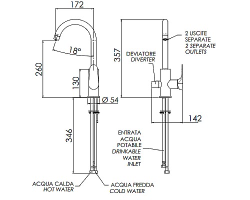 Смеситель для кухни Remer Class Line L79DW Хром