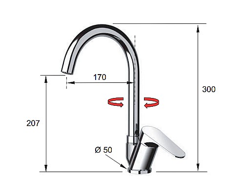 Смеситель для кухни Remer Class Line L42B Хром