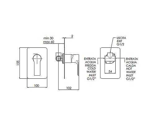 Смеситель для душа Remer Energy EY30L Хром
