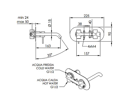 Смеситель для раковины Remer X-Style X15NO Черный матовый