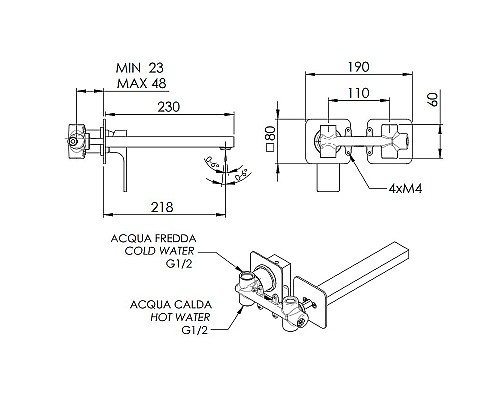 Смеситель для раковины Remer Absolute AU15PLBG Золото брашированное