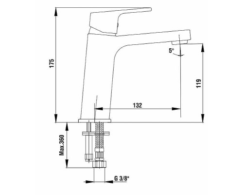 Смеситель для раковины E.C.A. Tiera 102108989C1EX Черный матовый