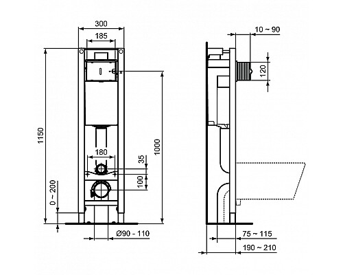 Комплект унитаза с инсталляцией Ideal Standard I.Life A WA330101 с сиденьем Микролифт