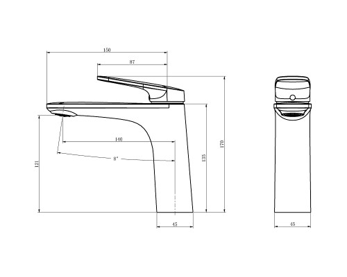 Смеситель для раковины Black&White Universe UK8701MG 8701MG Gun Metal