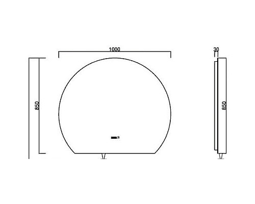 Зеркало Orans BC-9013 100 9013MR с подсветкой с сенсорным выключателем, подогревом и часами