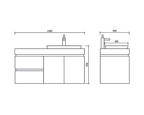 Тумба с раковиной Orans BC-6019-1200R 120 601912R подвесная Белая Черная