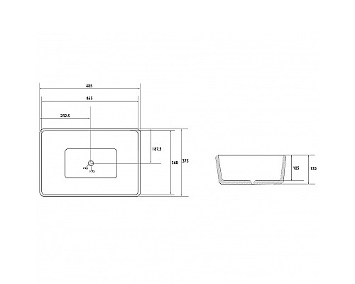 Раковина-чаша Abber Rechteck 49 AC2212BG Золото матовое Черная
