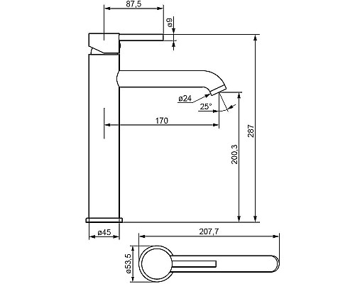 Смеситель для раковины Damixa Scandinavian Pure 360250000 Хром