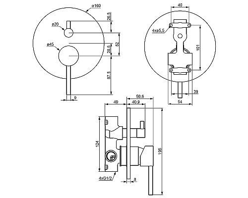 Смеситель для душа Damixa Scandinavian Pure 367100000 Хром