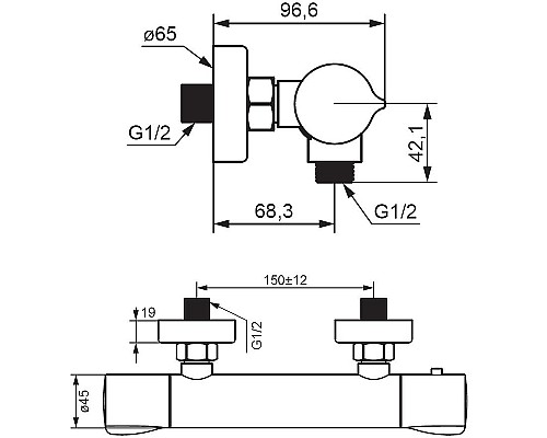 Смеситель для душа Damixa Scandinavian Pure 366000000 с термостатом Хром