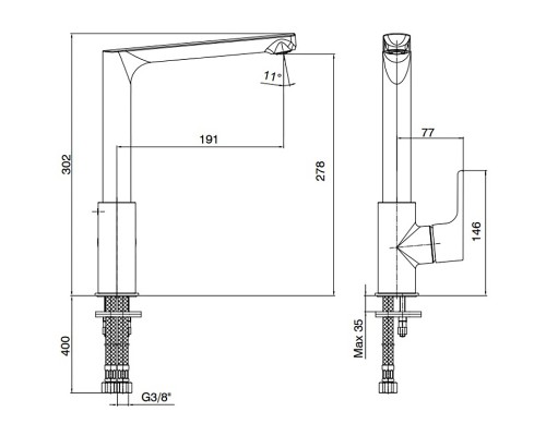 Смеситель для кухни E.C.A. Luna 102118043EX Хром