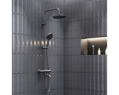 Душевая система Damixa Jupiter 977810300 с термостатом Черная матовая