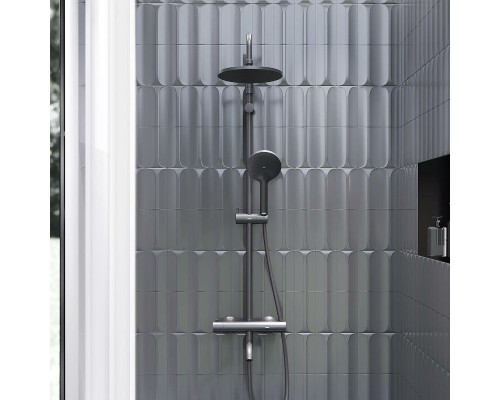 Душевая система Damixa Jupiter 977810300 с термостатом Черная матовая