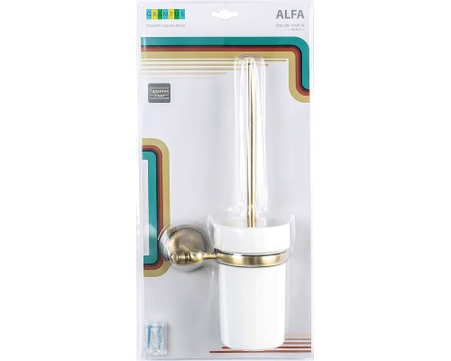 Ершик для унитаза Grampus Alfa GR-9513 Белый Античная латунь