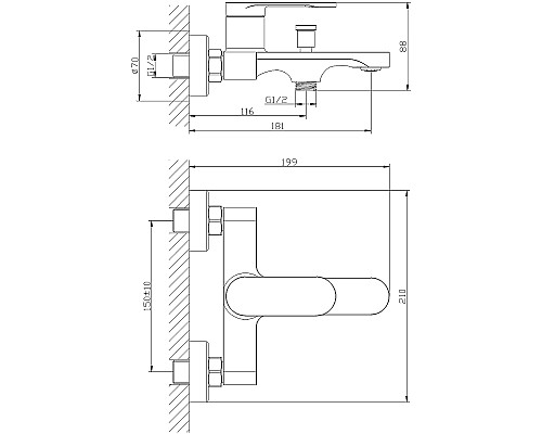 Смеситель для ванны Orange Vesper M10-100cr Хром