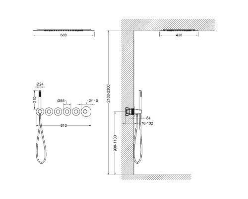 Душевая система Timo Saona SX-2319/03SM с термостатом Черная