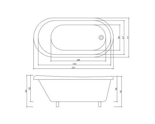 Акриловая ванна Ceruttispa Classic 157x74 CT9323 без гидромассажа