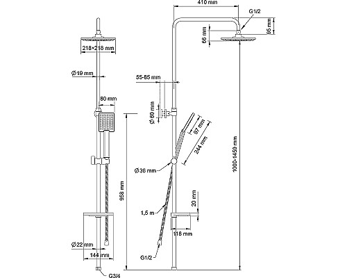 Душевая система Swedbe Calypso 5064 Хром