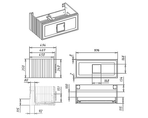 Тумба под раковину La Fenice Cubo 100 FNC-01-CUB-BG-100 подвесная Синяя матовая