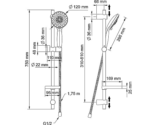Душевой гарнитур Swedbe Calypso 5079 Хром