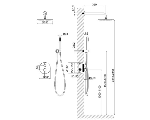 Душевая система Timo Saona SX-2369/17SM Золото матовое
