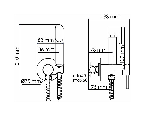 Гигиенический душ со смесителем WasserKRAFT A70138 Хром