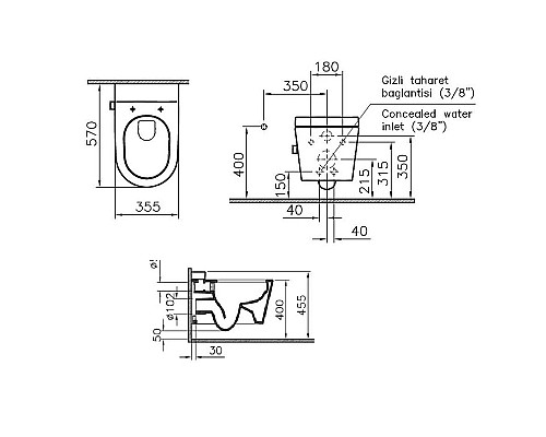 Унитаз биде Vitra Nest 5176B003-6233 подвесной с сиденьем Микролифт
