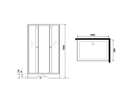 Душевой уголок Niagara Eco 100х80 NG-018-14Q BLACK профиль Черный стекло прозрачное с рисунком
