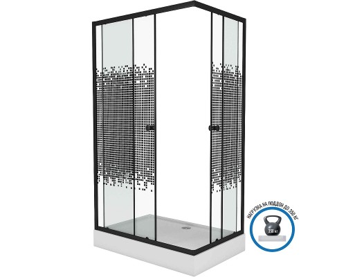 Душевой уголок Niagara Eco 100х80 NG-018-14Q BLACK профиль Черный стекло прозрачное с рисунком