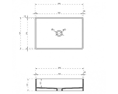 Раковина-чаша Abber Kristall 60 AT2803Saphir Синяя