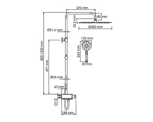 Душевая система WasserKRAFT A113.117.127.CH Thermo с термостатом Хром Белая