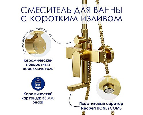 Душевая система WasserKRAFT A155.260.201.BG Золото матовое