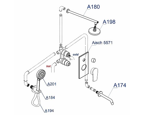 Душевая система WasserKRAFT A175571 Золото матовое