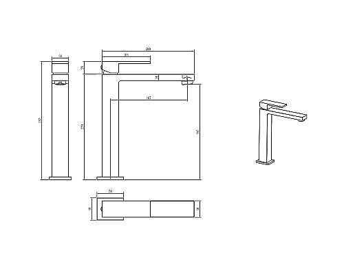 Смеситель для раковины Boheme Qubic 472-SGM Оружейная сталь глянцевая