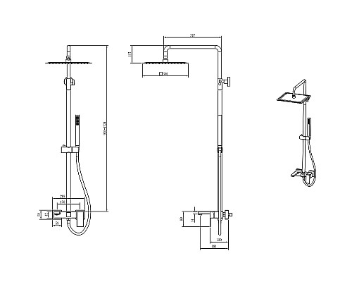 Душевая система Boheme Qubic 478-GM Оружейная сталь матовая