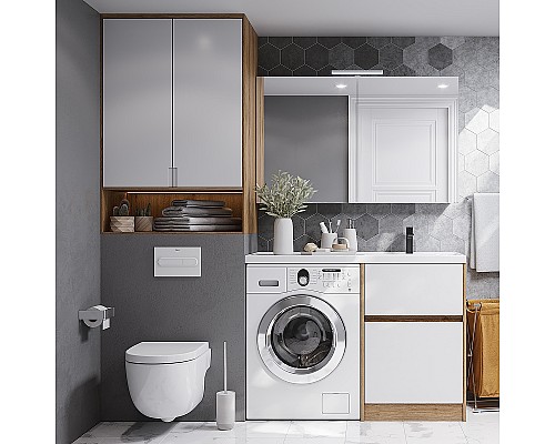 Зеркальный шкаф Aquaton Лондри 120 1A267402LH010 Белый глянцевый