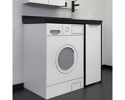 Тумба с раковиной Comforty Лозанна 100 00-00013800 под стиральную машину Белая глянцевая Калакатта Блэк