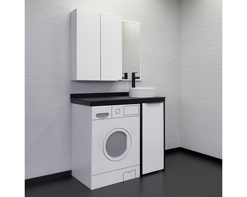 Тумба с раковиной Comforty Лозанна 100 00-00013800 под стиральную машину Белая глянцевая Калакатта Блэк