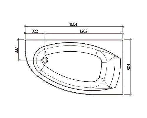 Акриловая ванна STWORKI Ноттвиль 160x90 R без гидромассажа