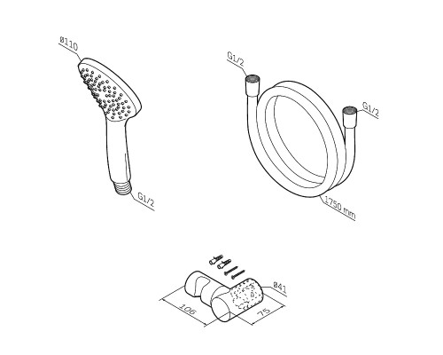 Душевой гарнитур AM.PM Gem F0119022 Черный матовый