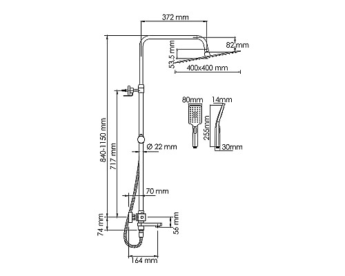 Душевая система WasserKRAFT A199.119.126.010.CH Thermo с термостатом Хром