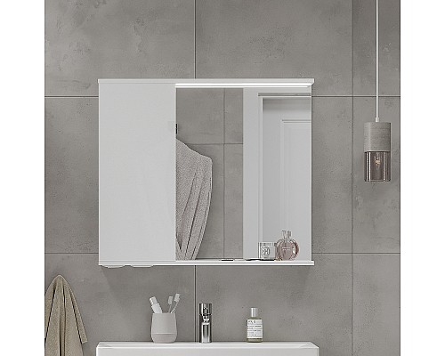Зеркало со шкафом Volna Lake 80 L zsLAKE80.L-01 с подсветкой Белое